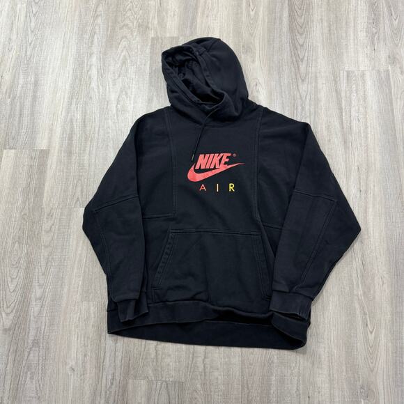 Nike Air BB Fleece Pullover Hoodie Men's Extra Large XL Black Red DD6383 013 - Picture 1 of 9